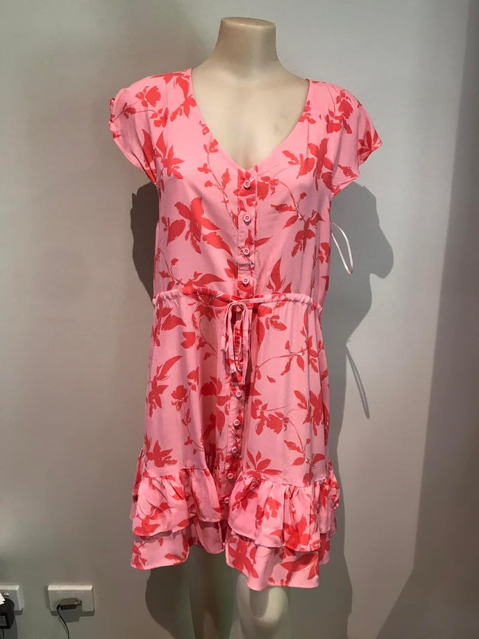 SAMBARA Short Sleeve Summer Dress - Pink