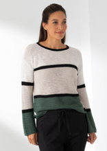 Load image into Gallery viewer, MARCO POLO 3/4 Sleeve Chunky Block Knit - Seaweed Mix
