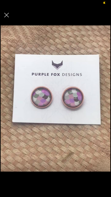 PURPLE FOX DESIGNS Glass Dome Earrings - Pink/White/Grey