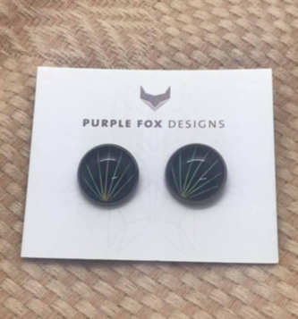 PURPLE FOX DESIGNS Glass Dome Earrings - Black/Lime