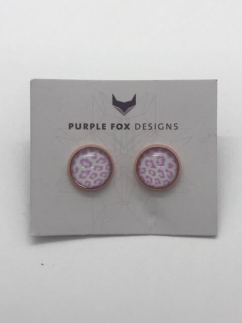 PURPLE FOX DESIGNS Glass Dome Earrings - White/Pink