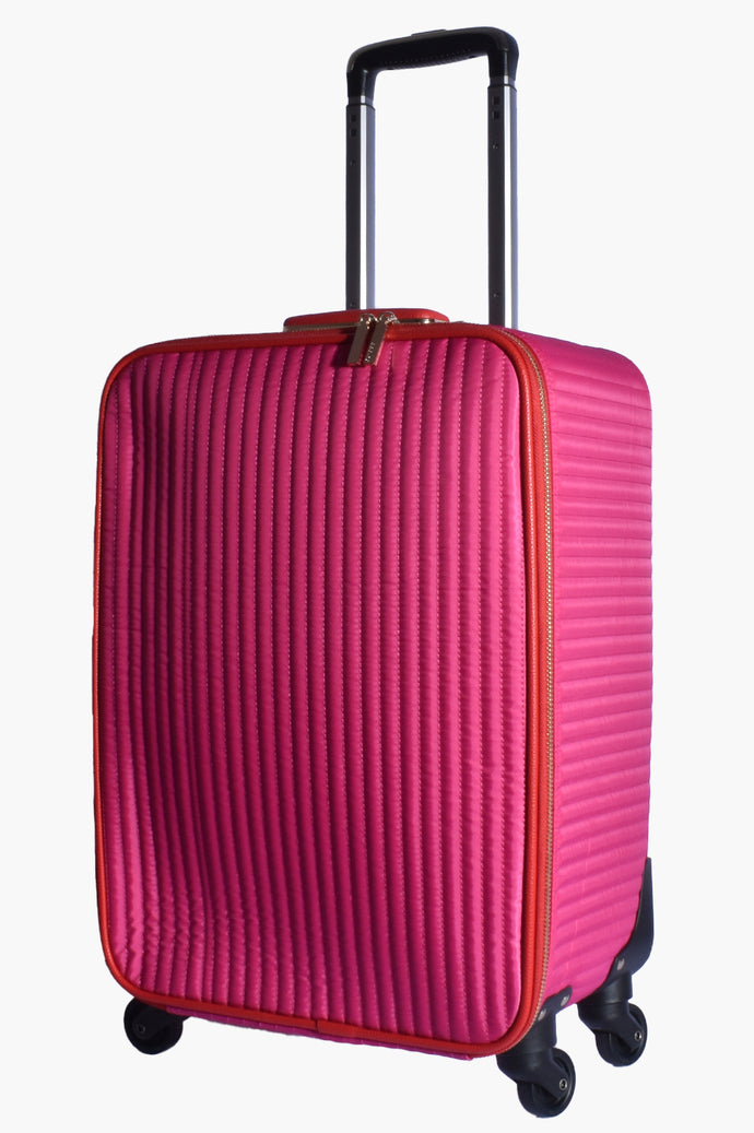ADORNE Hannah Quilted Wheeled Overnighter - Fuschia