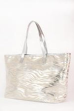 Load image into Gallery viewer, ADORNE Selena Zebra Tote - Silver/Natural
