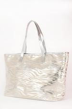 ADORNE Selena Zebra Tote - Silver/Natural