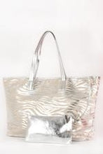 Load image into Gallery viewer, ADORNE Selena Zebra Tote - Silver/Natural
