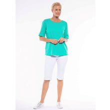 Load image into Gallery viewer, CAFE LATTE Spandex Tee with Hem Cuffs - Jade
