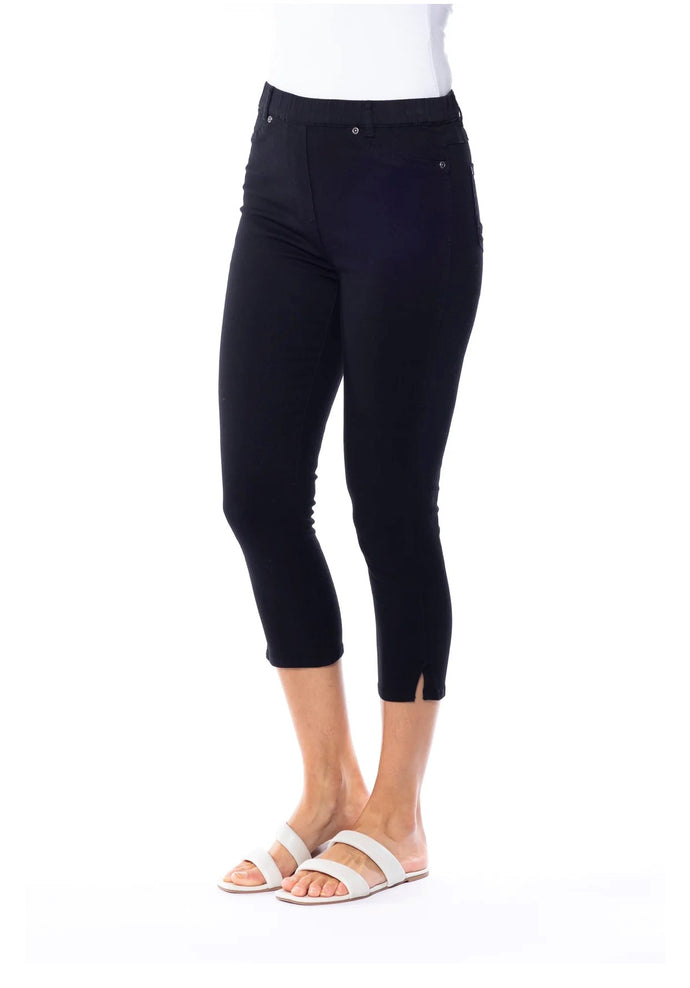 CAFE LATTE Stretch Cotton Capri Jeggings - Black