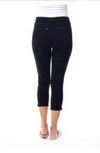 Load image into Gallery viewer, CAFE LATTE Stretch Cotton Capri Jeggings - Black
