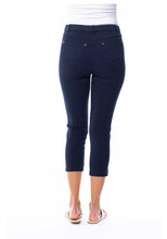 Load image into Gallery viewer, CAFE LATTE Stretch Cotton Capri Jeggings - Navy
