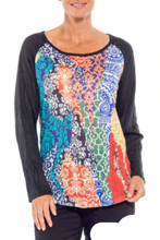 Load image into Gallery viewer, CAFE LATTE Raglan Sleeve Top - Black Persian Patch Print
