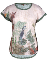 Load image into Gallery viewer, CAFE LATTE Print Burn-Out Knit Tee - Khaki Safari
