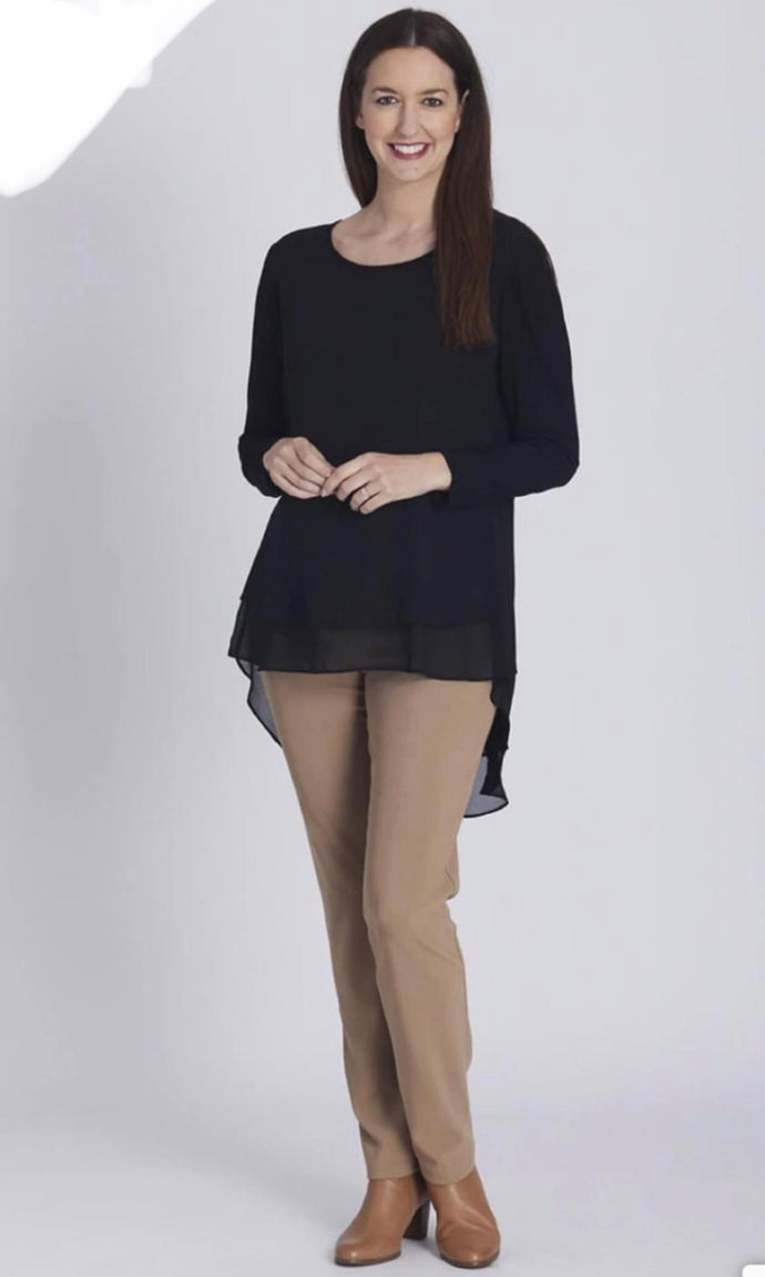 CORDELIA ST Chiffon Back Swing Tunic - Black