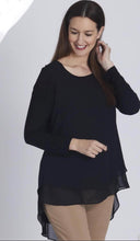 Load image into Gallery viewer, CORDELIA ST Chiffon Back Swing Tunic - Black
