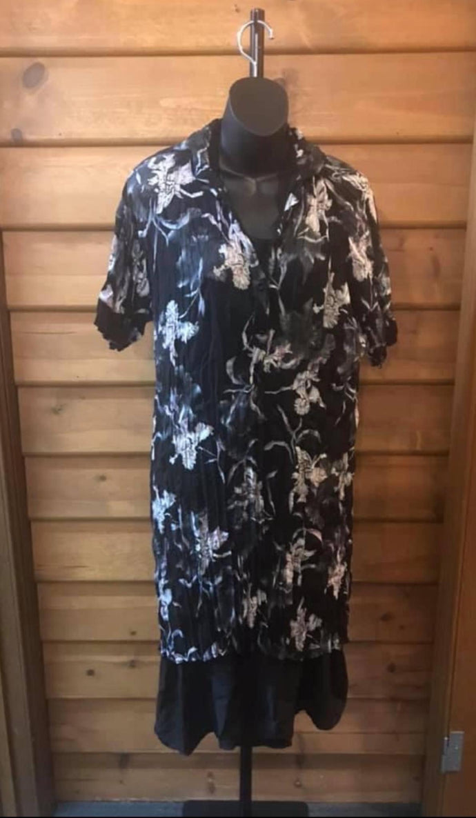 CORDELIA ST Dress Shirt Set - Black Floral