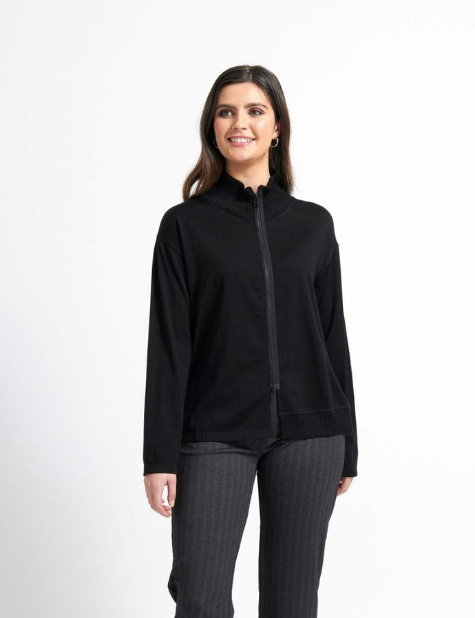 FOIL Zip To The Top Cardi - Black