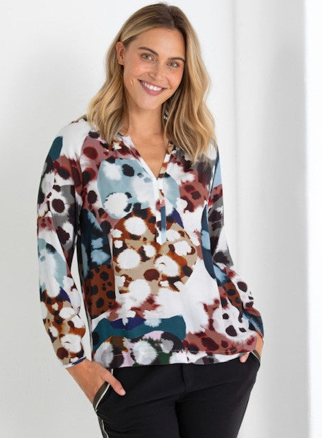 MARCO POLO Ruched Blouse - Wonderland print