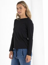 Load image into Gallery viewer, MARCO POLO Long Sleeve Seamed Tee - Black

