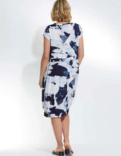 Load image into Gallery viewer, MARCO POLO Short Sleeve Abstract Bay Dress - Navy/White
