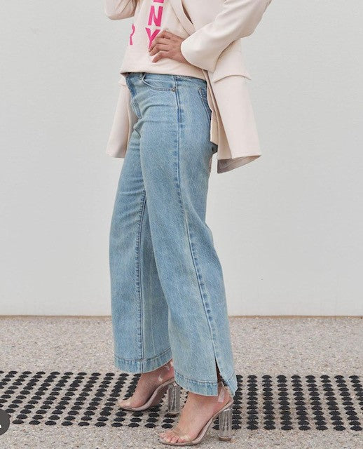 STYLE LAUNDRY Cropped High-waisted Wide Leg Jeans