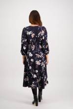 Load image into Gallery viewer, VASSALLI Long Sleeve V-Neck Batwing Dress - Silhouette print
